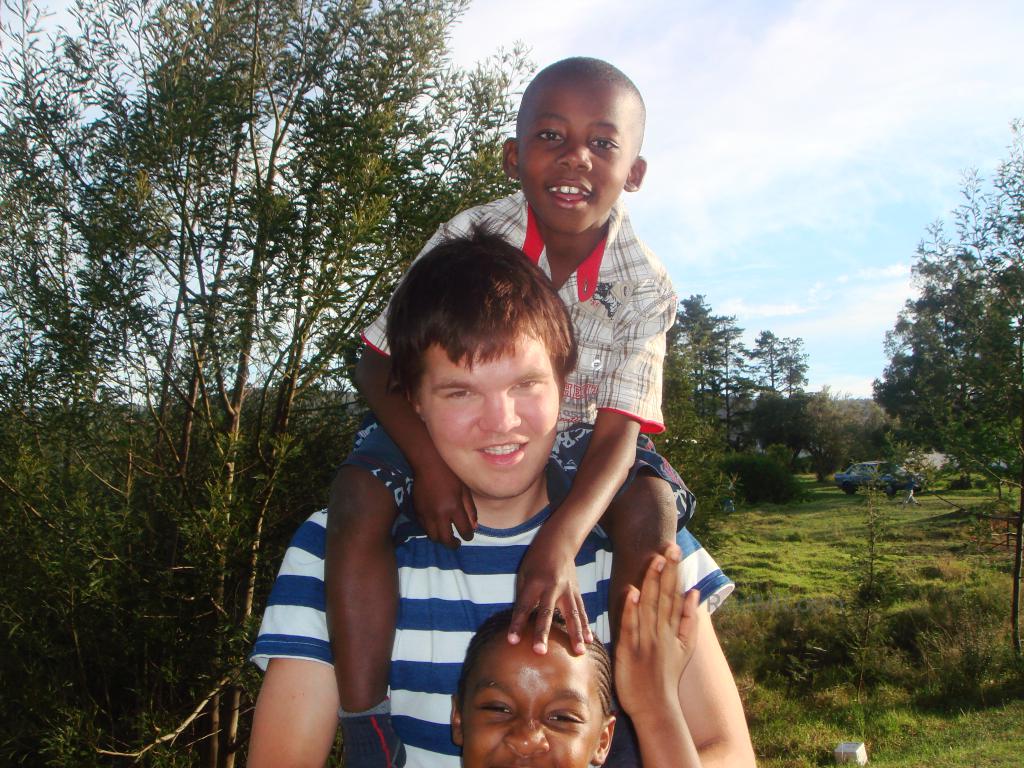 Me with one of the students on my shoulders