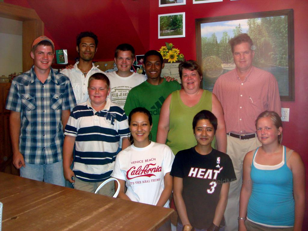 WIth my friends and part of my family at my parents home, group photo.