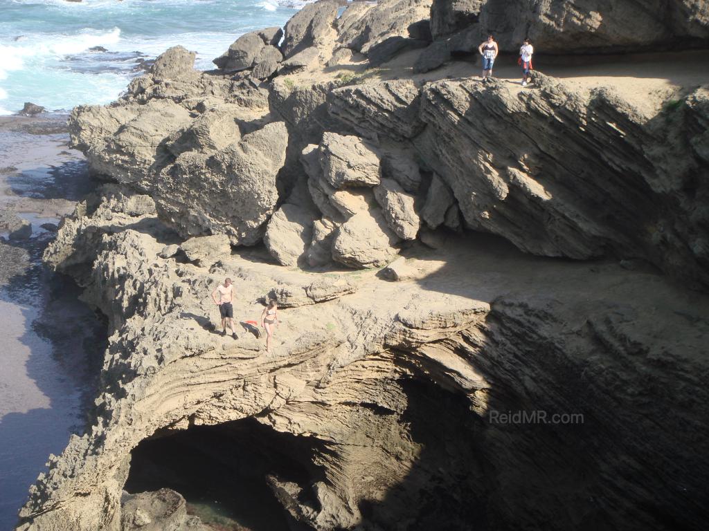The natural archway over the ocean pool to jump into.