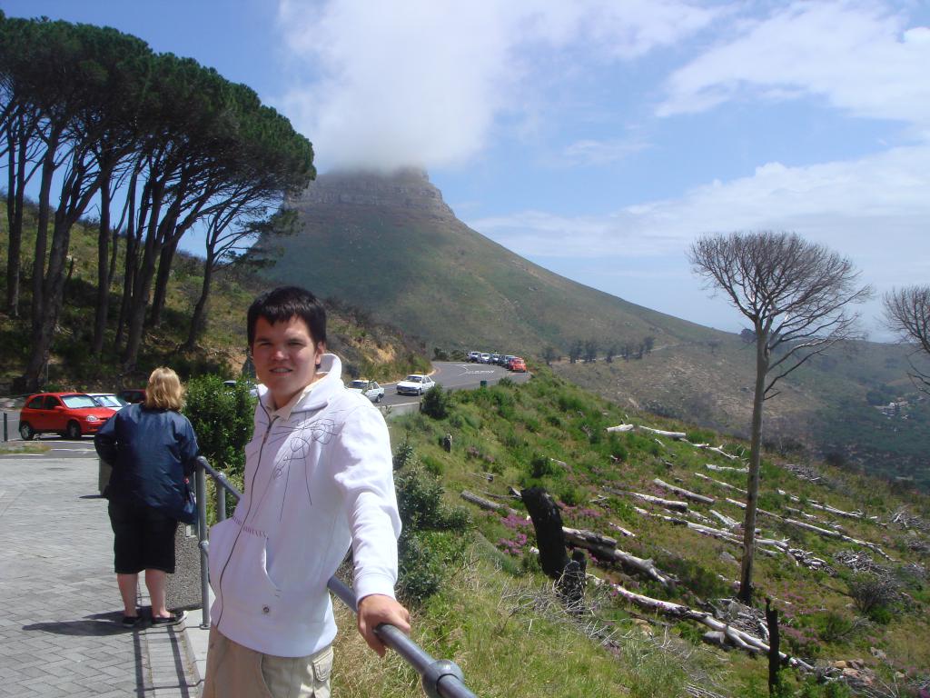 Signal Hill in Cape Town South Africa, a small mountain with me in the foreground.