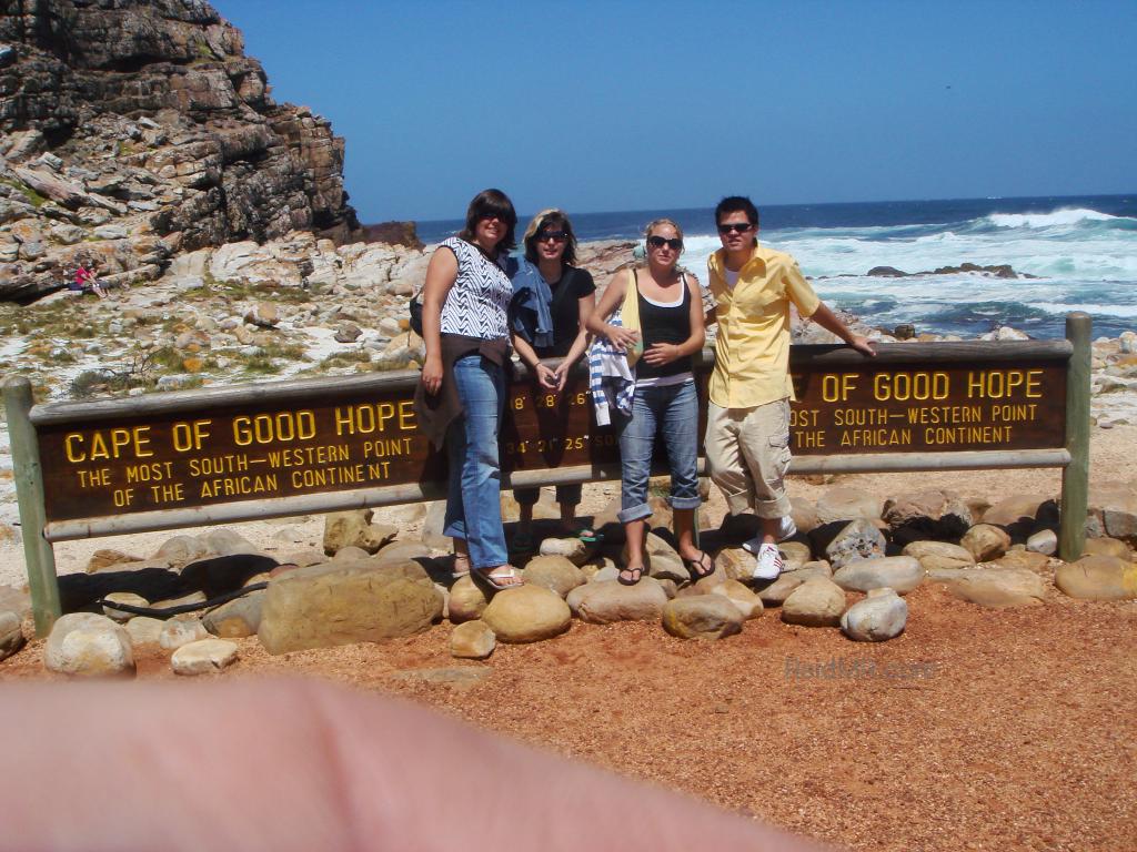 The four of us at the Cape of Good Hope sign.