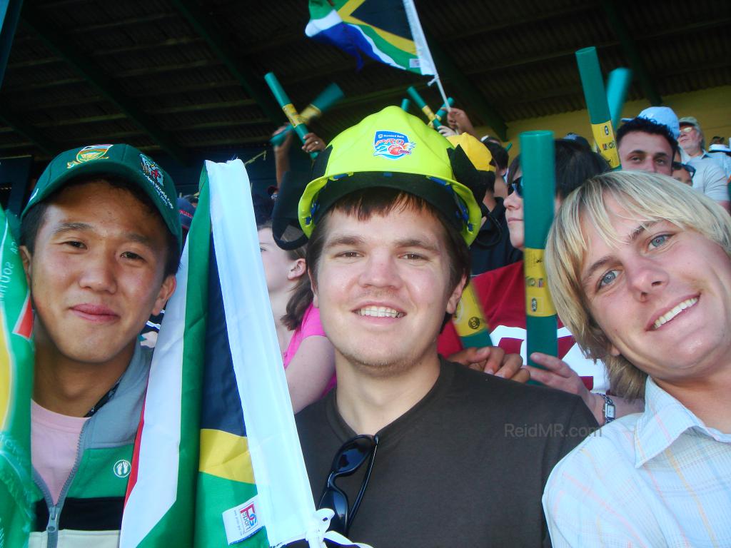 Matsu, me, Eric at my first professional game, Cricket