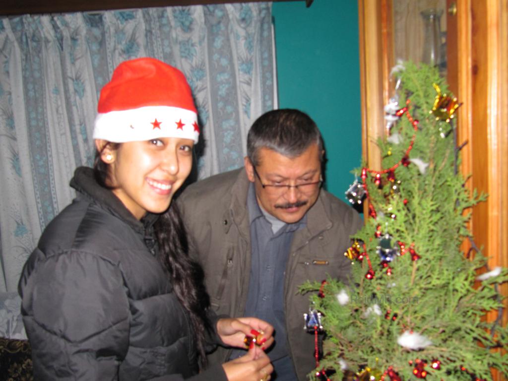 Urika and Baa by the Christmas tree