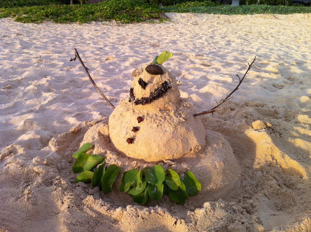 A sandman on Kailua Beach. Instead of a snowman, someone made a sandman