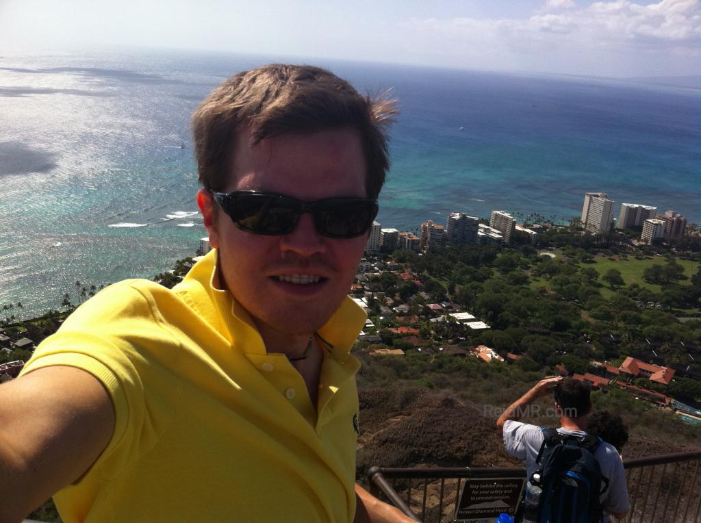 Me with Waikiki and ocean in the background from the Diamond Head Crater