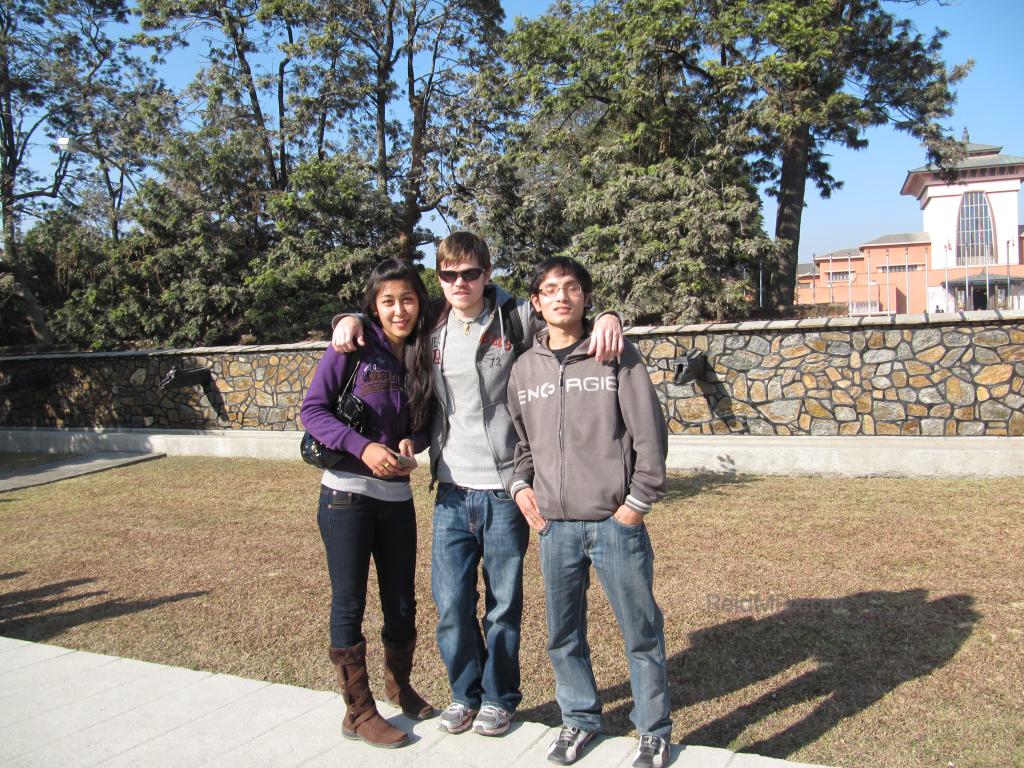 Urika, me and Bipul posing by the Royal Palace
