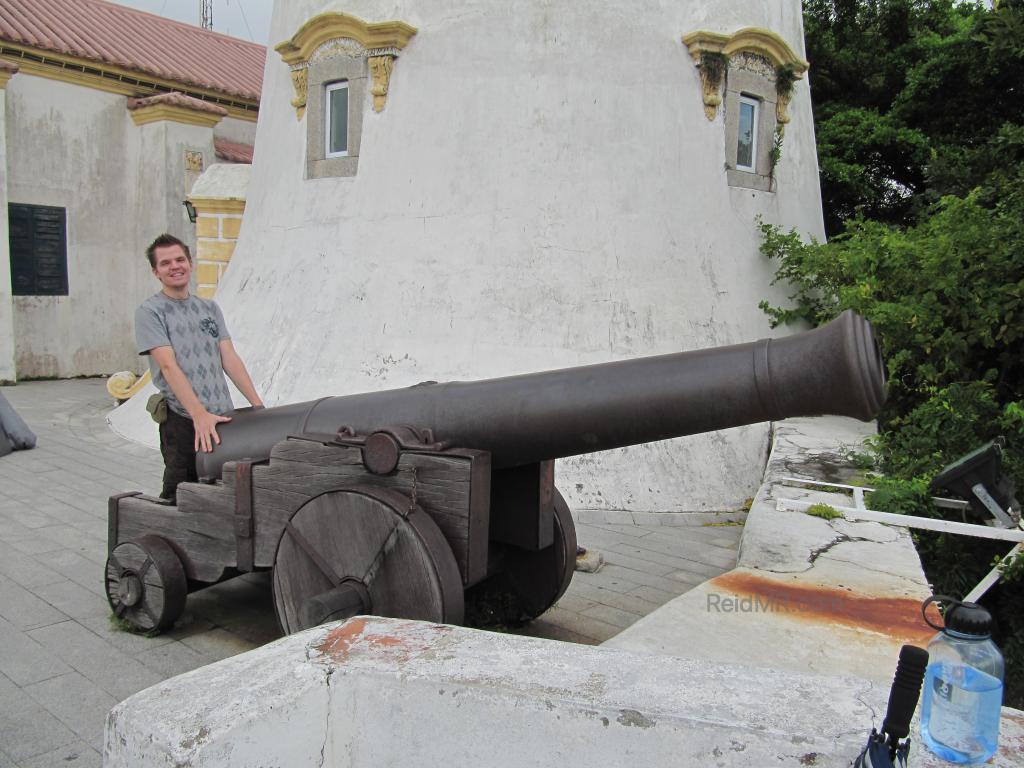 Me with cannon, trying to look like it is a particular extension of myself