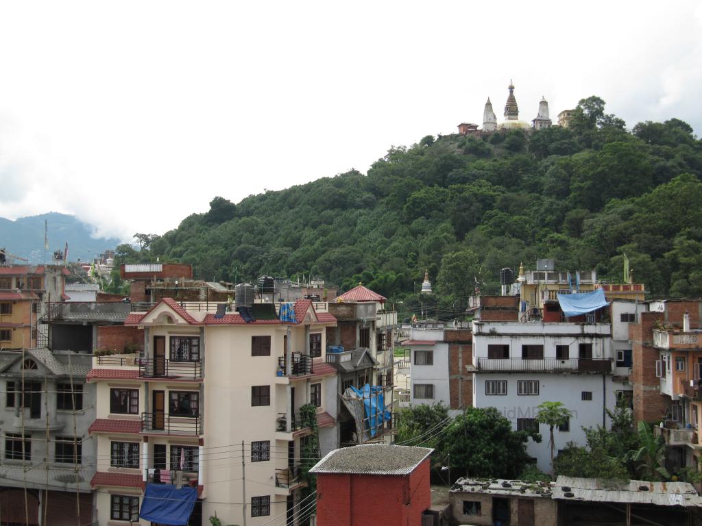 City view of Kathmandu with a temple in the background