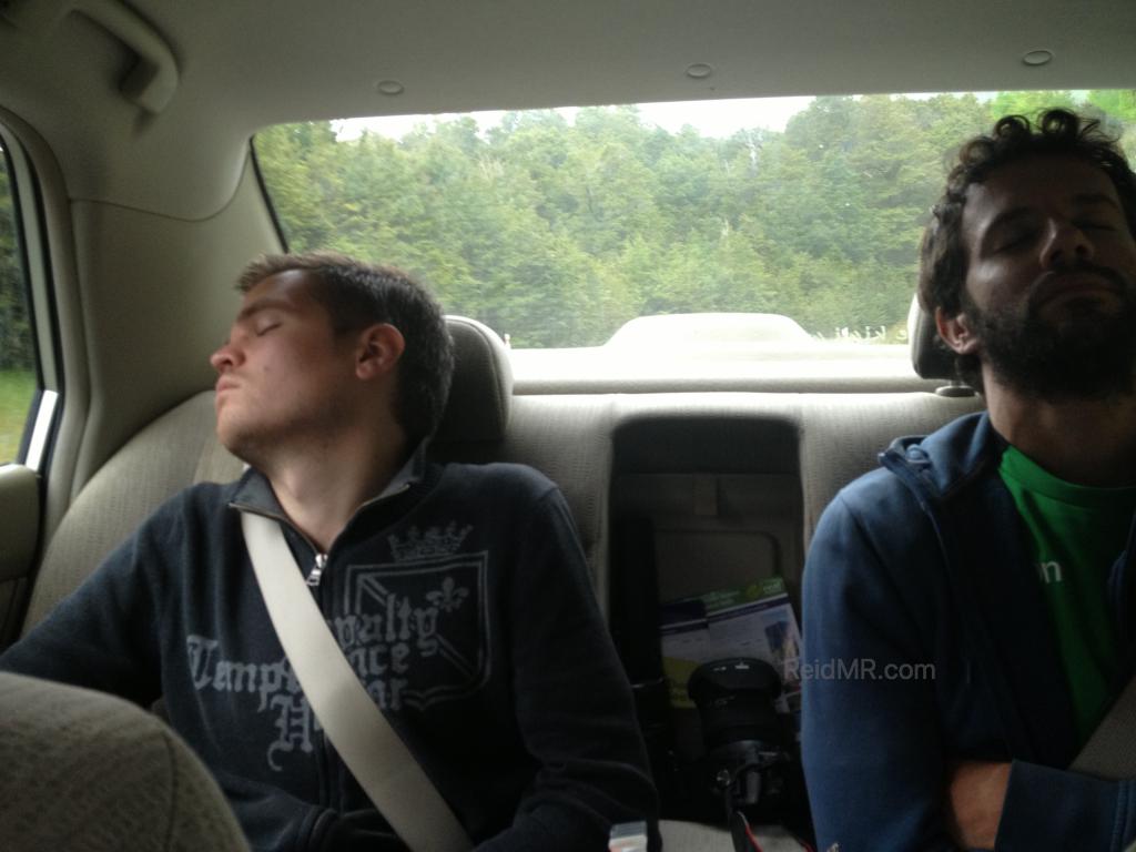 Alberto and I sound asleep in the back of the car. Image copyright 2013 by Laura or Kate and used with permission.