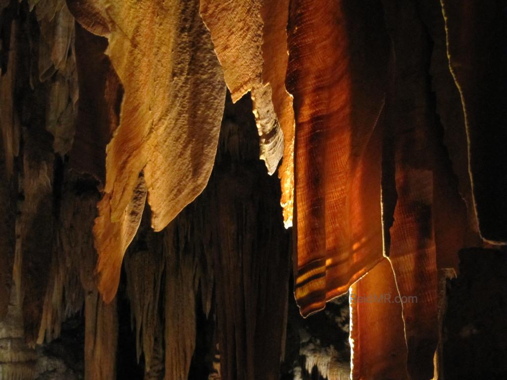 A formation at the Luray Caverns that they thought resembles bacon