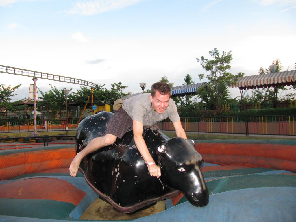 Me riding the mechanical bull. 