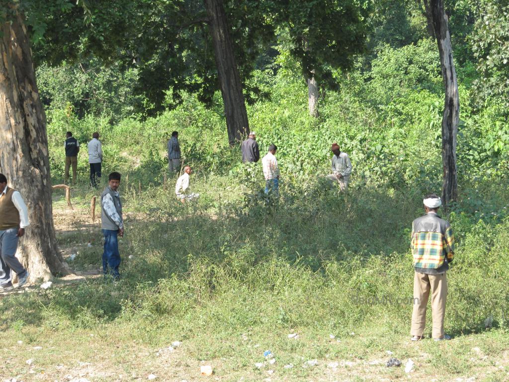 People in the grass urinating