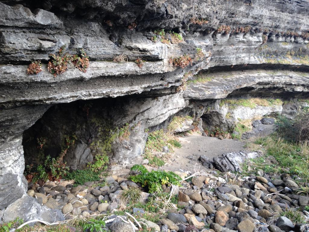 Japanese WWII caves in the side of the cliff