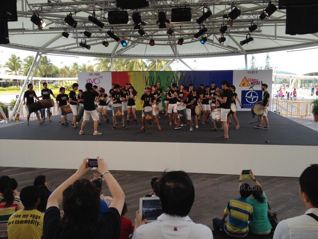 A free performance by university students on the roof of a shopping mall