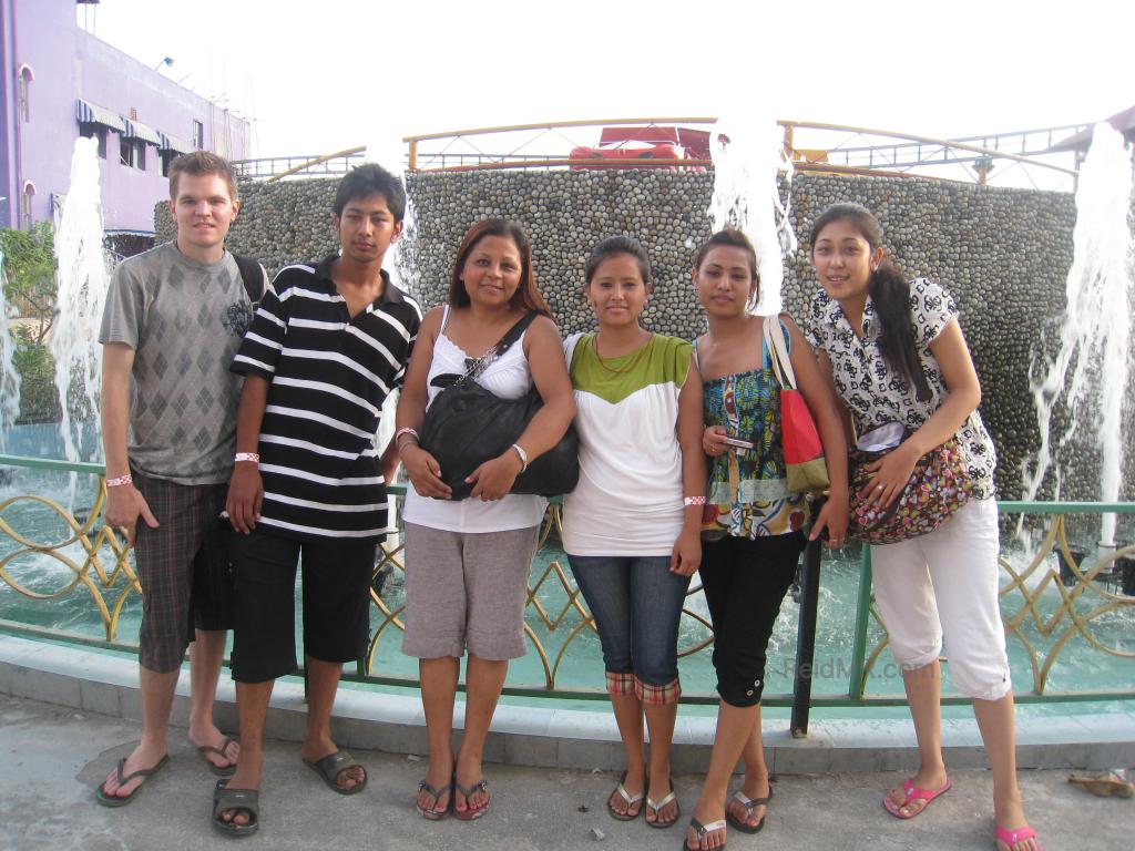 Photo of six of us posing at the water park