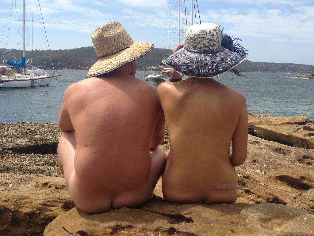 A couple at the nude beach near Mosman. 