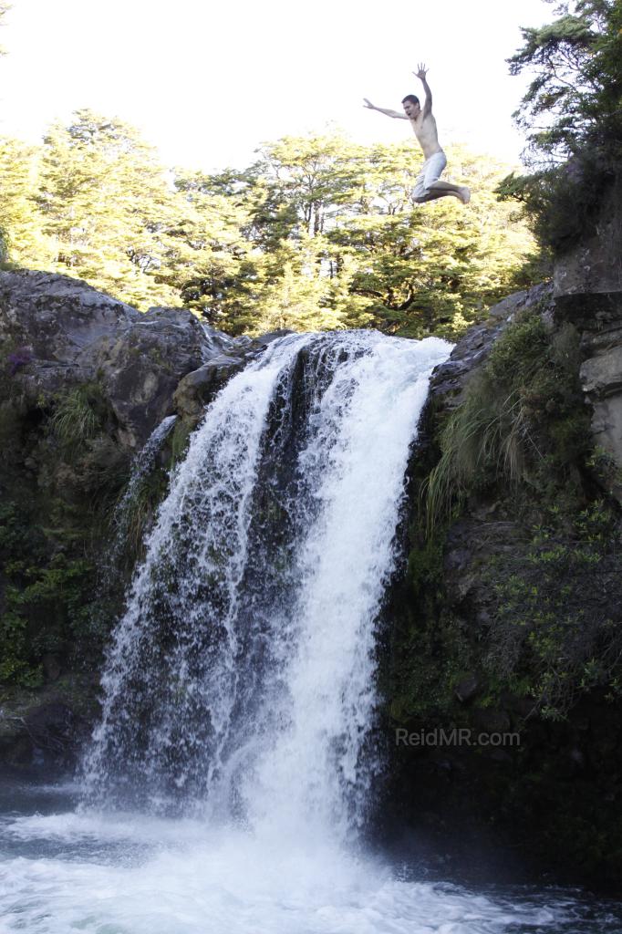 Me jumping from the cliff by a waterfall. Image copyright 2013 Alberto Rada, used with permission.